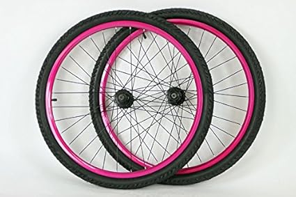 26 Inch Mountain Bike Bicycle Wheels For Disc Or Rim Brakes With Kenda Kobra 26 X 2 0 Tires And Tubes Pink Amazon In Sports Fitness Outdoors