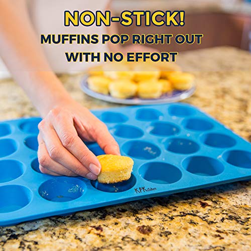 Silicone Muffin Pan & Mini Cupcake Baking Set (12 & 24 Cup) Non Stick