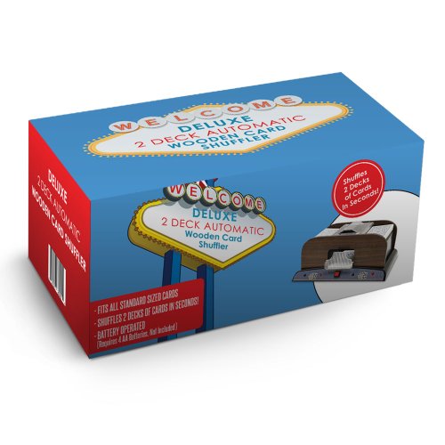 2 Deck Automatic Deck Shuffler Deluxe Electric Wooden Playing Card Machine Classic Casino