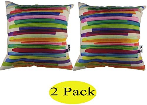 HOSL [2 pack] Rainbow Series Geometry Polyester Home Decorative Accent Throw Pillow Cover Cushion Case Pillow Sham for Sofa(No Pillow), Set of 2