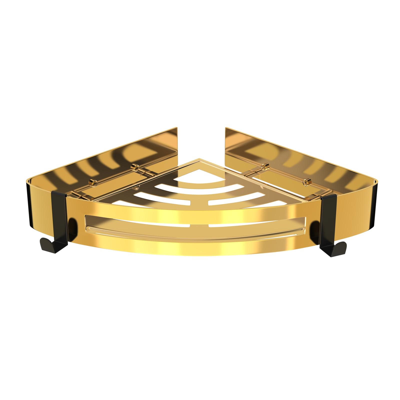 Shower Corner Shelf, Shower Caddy No Drilling, Corner Shower Caddy 304 Stainless Steel, Bathroom Shelves Wall Mounted, Triangle Shower Organizer Shower Storage for Kitchen & Bathroom (1 Pack, Gold)