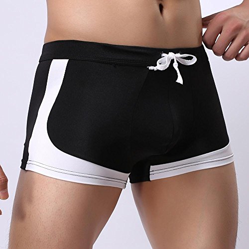BCDshop Men's Boxer Briefs Swimming Swim Shorts Trunks Sport Sexy Comfy Underwear (Black, Asians/Waist 26.3"-30.2") - Thumbnail 2
