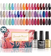 Lavender Violets Gel-Nail-Polish Kit 27+3 Colors Sparkle n Solid n Color Changing Gel Pink Blue n...