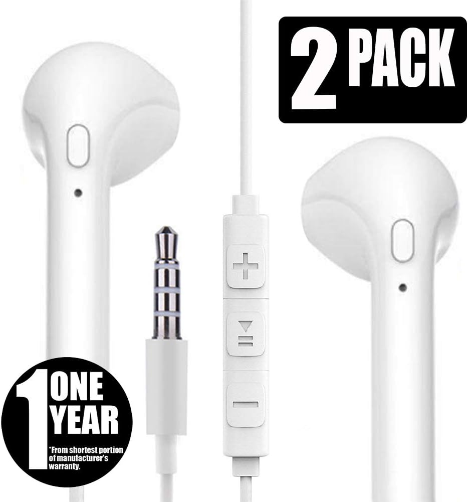 2 Pack Headphones, Earphones with Microphone, Noise Cancelling Earbuds with Volume Control Compatible with All Phones Tablets MP3 Laptops Desktops with 3.5 Audio Jack