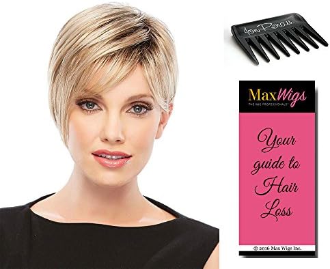 Natalie Average Cap Color 10RH16 LATTE - Jon Renau Wigs Women's Pixie Face Framing Short Modern Bob Synthetic Capless Bundle with Wig Comb, MaxWigs Hairloss Booklet
