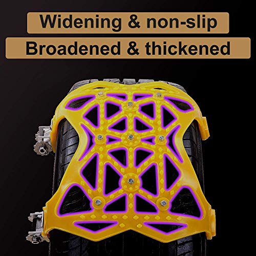 Car Tire Snow Chains - Premium Quality Strong Durable All Season Anti-Skid Car, SUV, and Pick Up Patterned Tire Chains for Emergencies and Road Trip