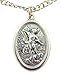 Silver Tone Saint Michael with Guardian Angel Back Medal, 7/8 Inch