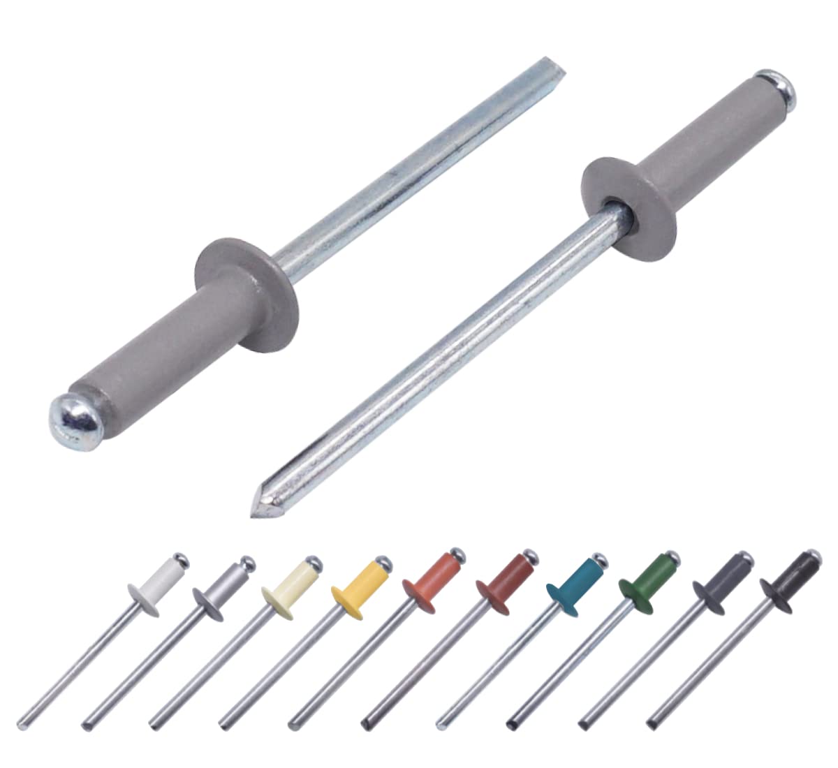 (Pack of 80 pcs) Painted Blind Rivets 4.0 x 14 mm, Dome Head, DIN 7337, Aluminum Rivet and Steel Mandrel, Pop Rivets (80, Dusty Grey RAL 7037)