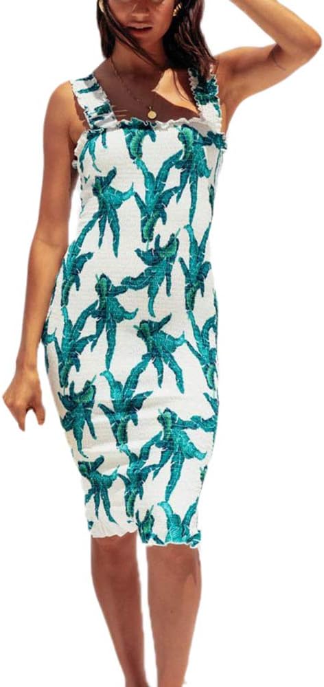 Keephen Ladies Sexy Slim Suspender Skirt Casual Sleeveless Retro Midi Dress