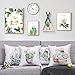 BLEUM CADE Throw Pillow Covers Cactus Succulent Pillow Covers Plants Potted Throw Pillow Cases Cushion Covers Zippered Pillowcase 18