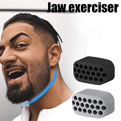 Jawline Exerciser Jaw, Jawzr Facial Exerciser Chewing Exerciser, Help Reduce Stress and Cravings, Facial Care, Double Chin Jaw Exerciser Bpa Free (Gray+Black-2PC)