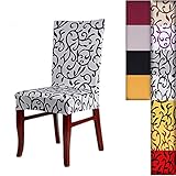 SHZONS™Super Fit Stretch Removable Washable Short Dining Chair Cover Protector Seat Slipcover for Hotel,Dining Room,Ceremony,etc.(GrayBlack)