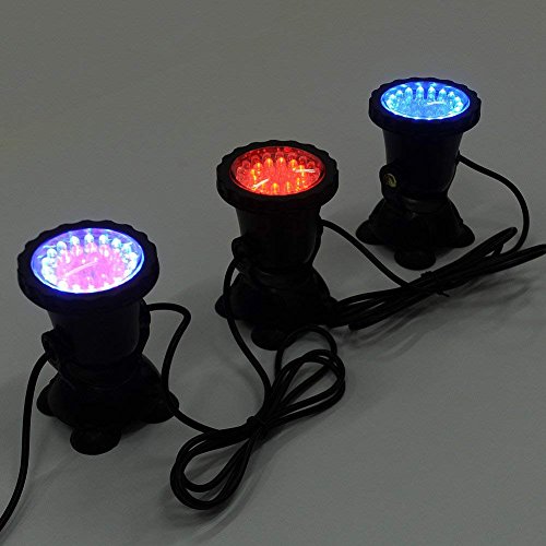 Deckey Waterproof 36 LED Submersible Spotlight Landscape Lamp for Aquarium Fish Tank, Garden Fountain, Pond Pool (3 Pack)