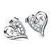 Sterling Silver White Cubic Zirconia Love Heart Stud Earrings For Girls