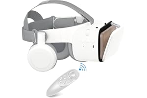 THAFIKZI Virtual Reality Headset for Phones VR Headset VR Glasses with Controller for 3D Movies/Games Metaverse Goggles with Bluetooth Headset Compatible with All iPhone/Android Phones with 4.7"-6.3" (White)