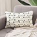 MIULEE Decorative Throw Pillow Cover Tribal Boho Woven Tufted Pillowcase Super Soft Tufting Dot Cushion Case for Sofa Couch Bedroom Car Living Room 12X20 Inch Beige