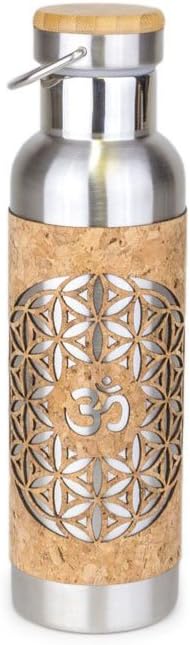 Yoloha Insulated Stainless Steel and Cork Water Bottle, 20 oz. (Eternal Circle) - BPA-Free, Lead-Free - Non-Slip, Sustainable, Soft, Durable, Premium, Handmade, Moisture Resistant