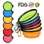 Collapsible Pet Bowl - Set of 6 with Matching Carabiner Clips Silicone Pop-up Bowl for Dog Cat and Small Animals