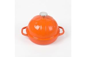 HAWOK Cast Iron Bread Cloche, Dia. 6.3inch/16cm, Sourdough Baking Pan Enameled Orange