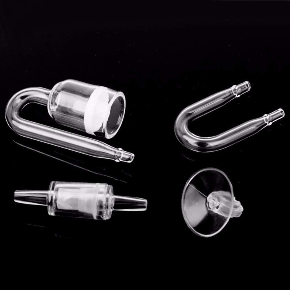 KingFly U Shape Aquarium CO2 Diffuser Check Glass Tube Suction Cup,Aquarium CO2 Regulator