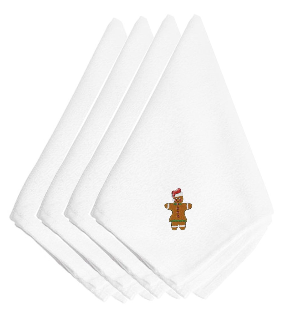 Caroline's Treasures Christmas Gingerbread Lady Embroidered Napkins Set of 4 EMBT2420NPKE, Fabric, Multicolor