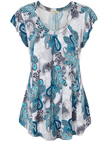 Women Shirts and Blouses for Work,Bebonnie Ladies Blouses on Sale Short Sleeve Plus Szie Tshirts Women Green Grey M