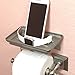 McLee Creations Wonder Shelf - Small Plastic Self Adhesive Bathroom Wall Mount Shelf - Fits Over Toilet Paper Holder - Designed for Smartphone and Flushable Baby Wipes (1, Satin Nickel with Holes)