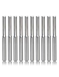 hqmaster recta Router Bits, doble filo recto End Mill fresa 2 Flautas ranura recta de acero de tungsteno de carburo de corte CNC Bit, 10 unidades), Plateado, 10