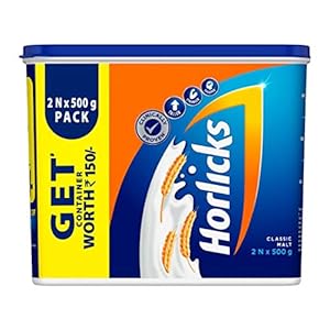 Horlicks Health & Nutrition Drink 500 g Classic Malt (Combo Pack of 2), For immunity and 5 signs of growth – With Free…