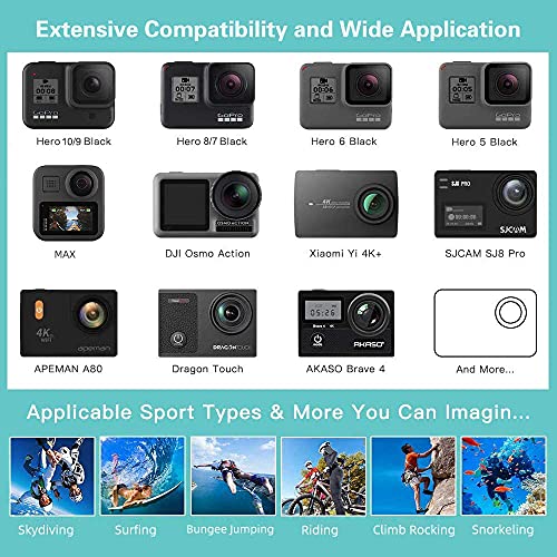 Artman Action Camera Accessories Kit for GoPro Hero 11 10 9 8 7 6 5 Black, Head Chest Strap+360