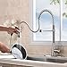 VESLA HOME Commercial Single Handle Pull Down Out Sprayer Spring Stainless Steel Kitchen Faucet, Brushed Nickel Kitchen Sink Faucet