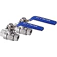 1/4 Inch Ball Valve,Heavy Duty Stainless Steel, Full Port with Blue Vinyl Insulation Handle, NPT Female x Female Thread (1/4" 2P 2pcs 304)