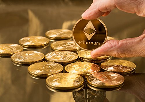 Golden Plated Ethereum Coin-ETH Physical Metal Guritta Token ICO Digital Blockchain Crypto Currency You Hold For Commemorative Collection In Plastic Holder Case|Great Funny Gift For Boy/Girl/Woman/Man
