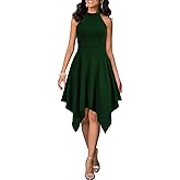 WOOSEA Women's Sleeveless Halter Neck Formal Dress Hem Asymmetrical A Line Party Cocktail Dress
