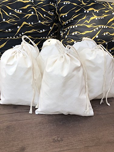 Cotton Muslin Bags, 100% Organic Cotton with Single Drawstring. Premium Quality Reusable Eco-Friendly Natural Muslin Bags. (10, 10 x 12 Inches)