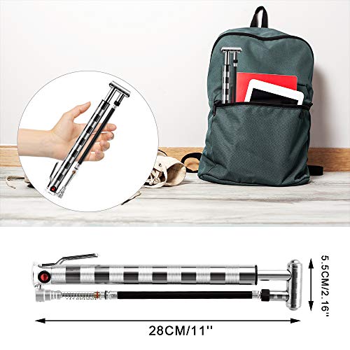 2018-Upgraded Bike Pump Portable High Pressure Mini Bicycle Floor Pump 160PSI Compatible with Presta Schrader Valve Pressure Gage Aluminum Alloy Bike Tire Pump for Road Mountain BMX Bikes Silver