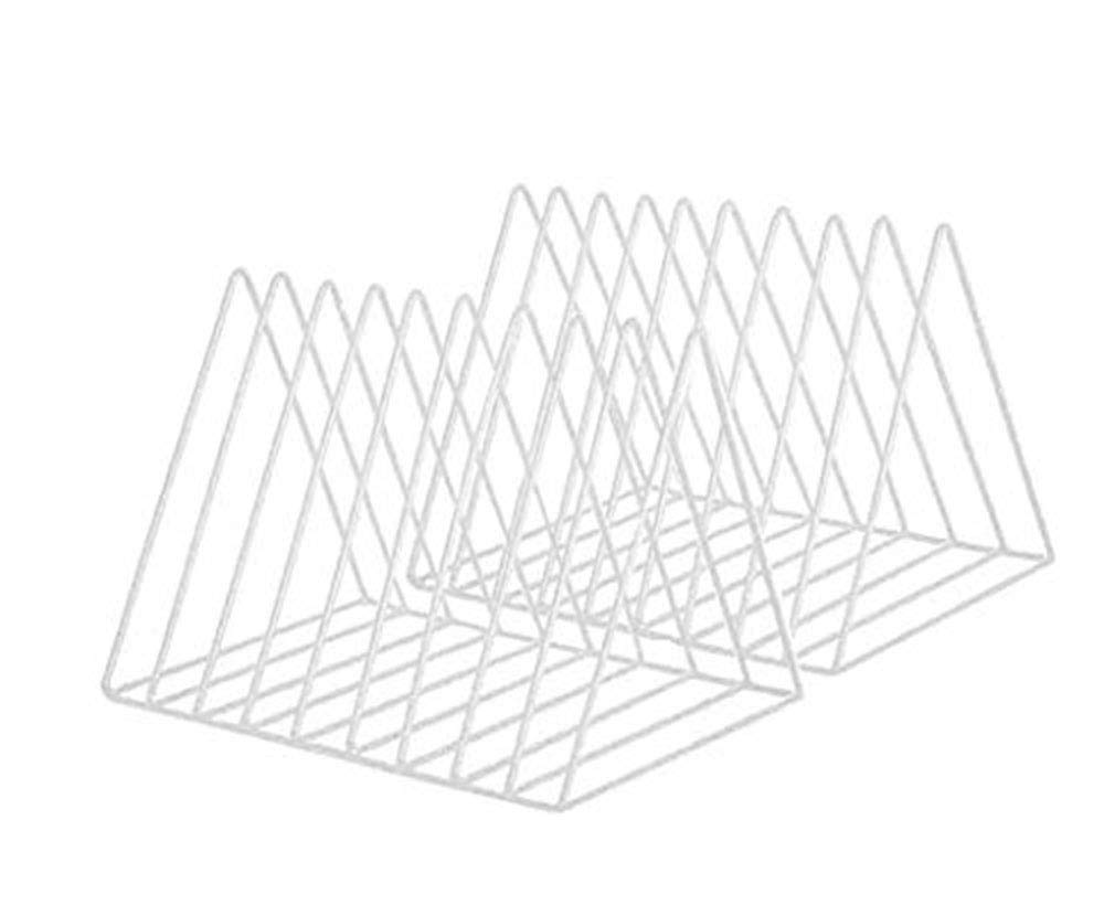 Beihaoer 2 pcs Magazine Newspaper Holders, Desktop Iron Storage Rack Bookshelf Multifunction Triangle File Organizer Decor Home Office Bookcases (White)