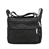 Fabuxry Women's Shoulder Bags Canvas Casual Travel Handbags Messenger Cross Body Bag (Black)