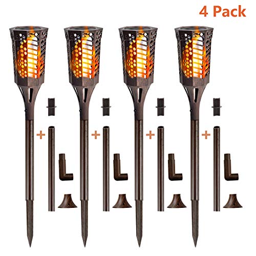 charaHOME Solar Lights Outdoor Waterproof Flickering Flames Torches Lights Solar Spotlights Landscape Decoration Lighting Dusk to Dawn Auto On/Off Security Torch Light for Garden Patio Driveway 4 Pack - Thumbnail 7