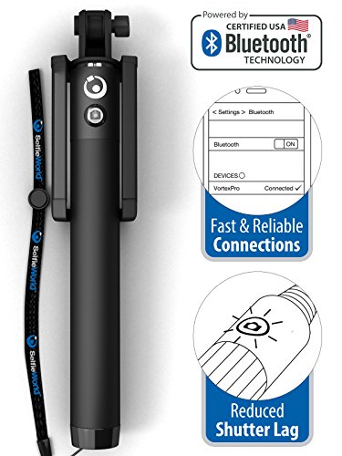Premium 5-In-1 Bluetooth Selfie Stick (Powered by USA Technology) For iPhone X, 8, 7, 6, 5, Samsung Galaxy S9, S8, S7, S6, S5 - Get Perfect Selfies - No Apps, No Batteries, No Downloads Required