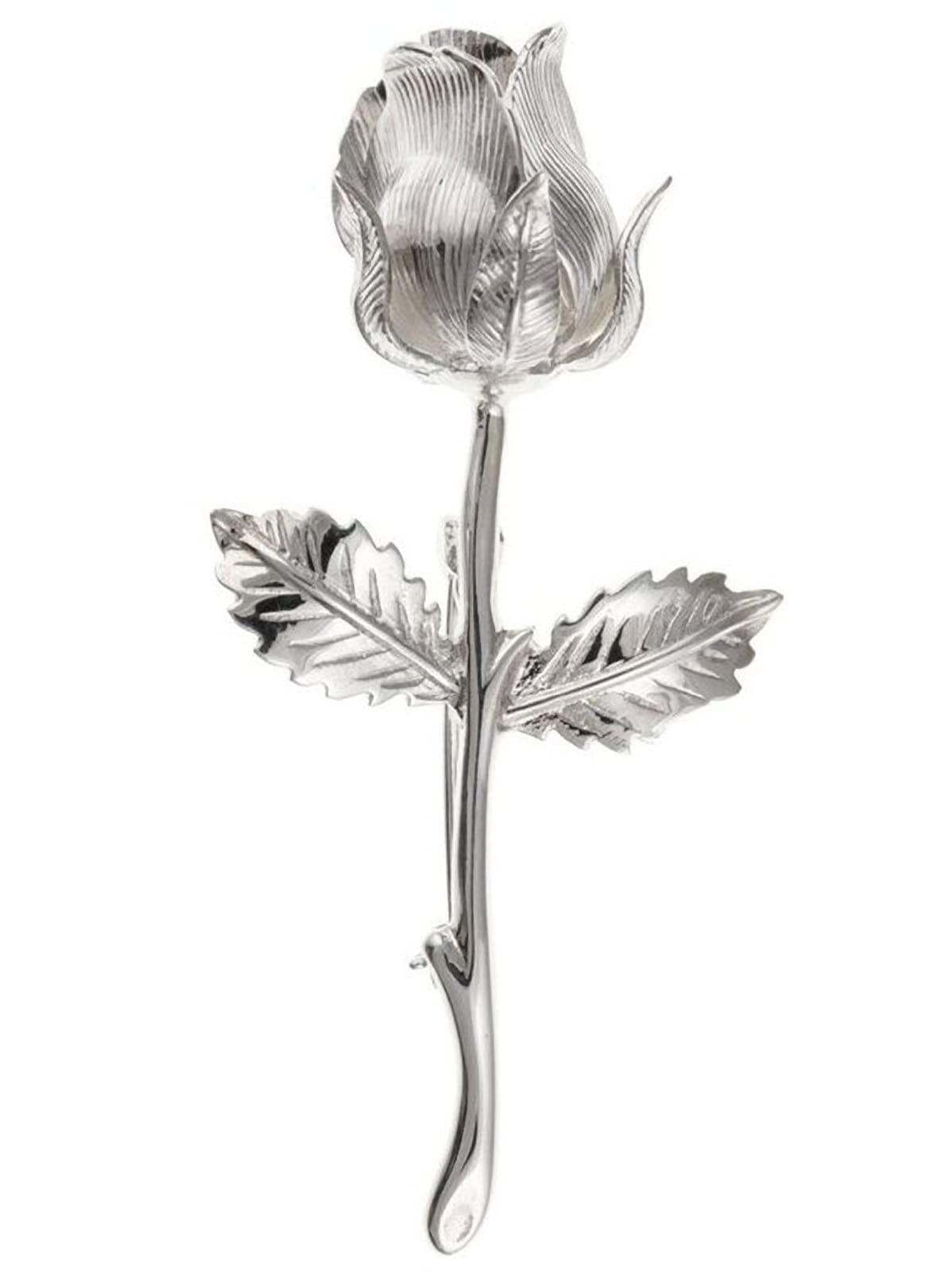 Rose Flower Brooches for Women UK - Vintage Style Sterling Silver Brooch Pin Clip for Women - Ladies Women's Brooches & Pins for Clothes Dress Costume - 925 Sterling Silver