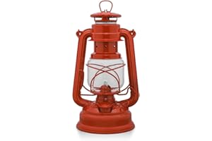 Feuerhand Outdoor Kerosene Fuel Lantern, Baby Special 276 Galvanized Hurricane Lamp for Camping or Patio, 10 Inches, Brick Red