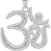 Fine Sterling Silver Om/Ohm/Aum Meditation Yoga Charm Pendant (Large)