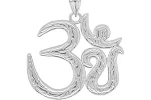 Claddagh Gold Fine Sterling Silver Om/Ohm/Aum Meditation Yoga Charm Pendant (Large)