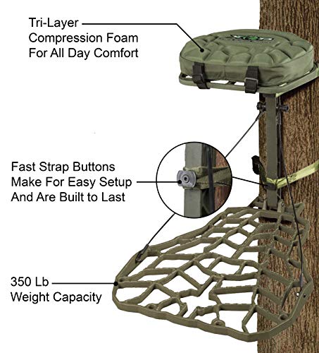 XOP-XTREME OUTDOOR PRODUCTS Vanish Evolution - Cast Aluminum Hang On Tree Stand for Hunting - Deluxe Deer Stand