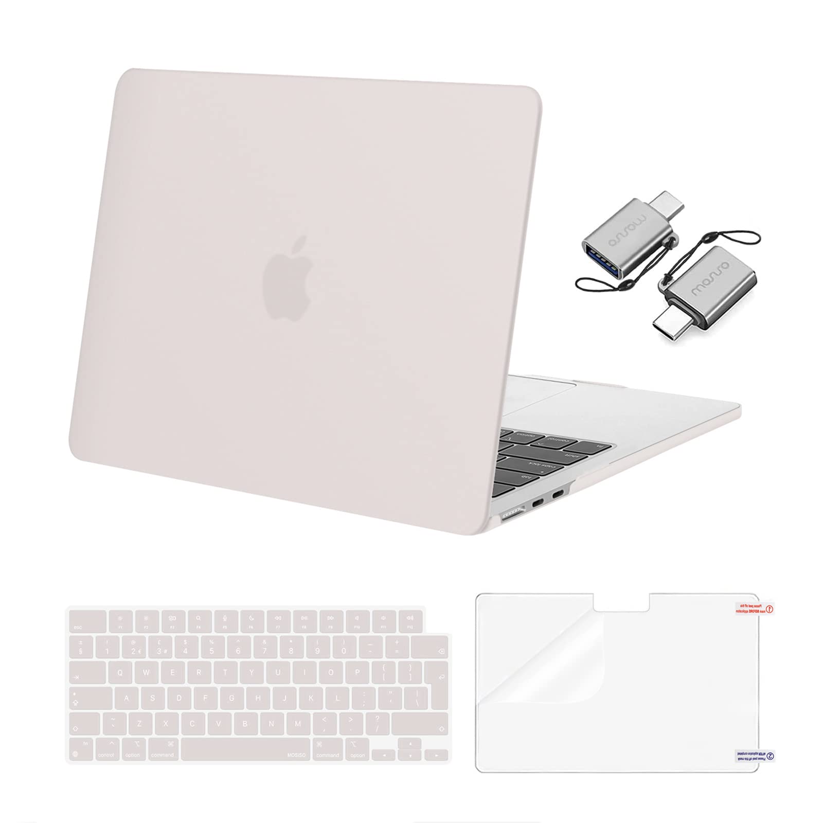 MOSISO Compatible with MacBook Air 13 inch Case M5 M4 M3 M2 2026-2022 A3449 A3240 A3113 A2681, Hard Shell Case for MacBook Air 13.6 inch &Keyboard Cover&Screen Film&Type C Adapter, Stone Gray — image 1