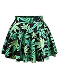 Pink Queen Women Girls Digital Print Stretchy Flared Pleated Casual Mini Skirt