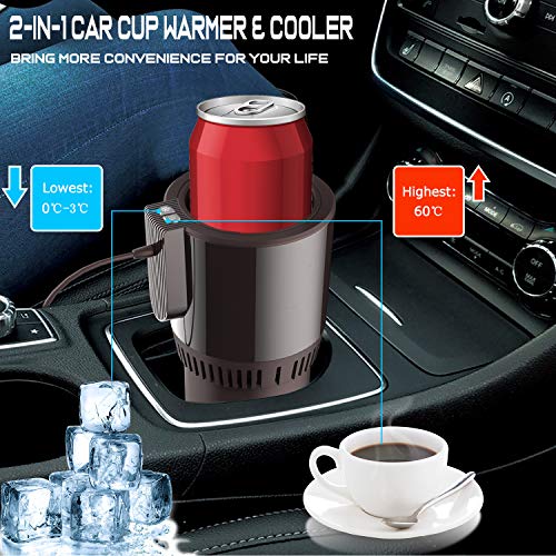 Car Coffee Warmer Car Cup Warmer Cooler 2-In-1 Heating Smart Temperature Control Electric Mug Holder Car Tumbler Holder For Commuter/Traveler/Road Tripper/Recreation