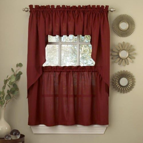 Amazon Com Ribcord Valance Burgundy Wine Home Kitchen