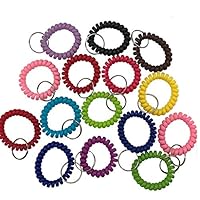 DoTebpa 30pcs Stretchable Spiral Bracelet Wrist Coil Key Chains, Wrist Band Key Ring Chain for Outdoor Sport -Multicolor